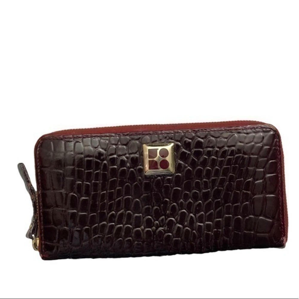 Kate spade embossed burgandy zipper clutch wallet